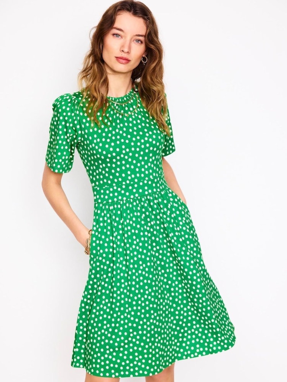 New Boden Sz 8P Green Louisa Short Jersey Dress